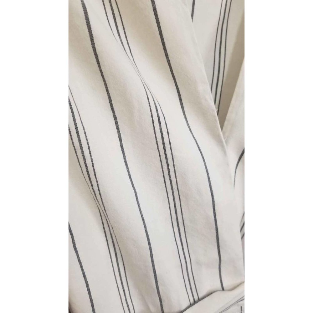 7 For All Mankind Part Linen Ruffle Hem Natural Stripe Dress Size XL - Picture 3 of 7